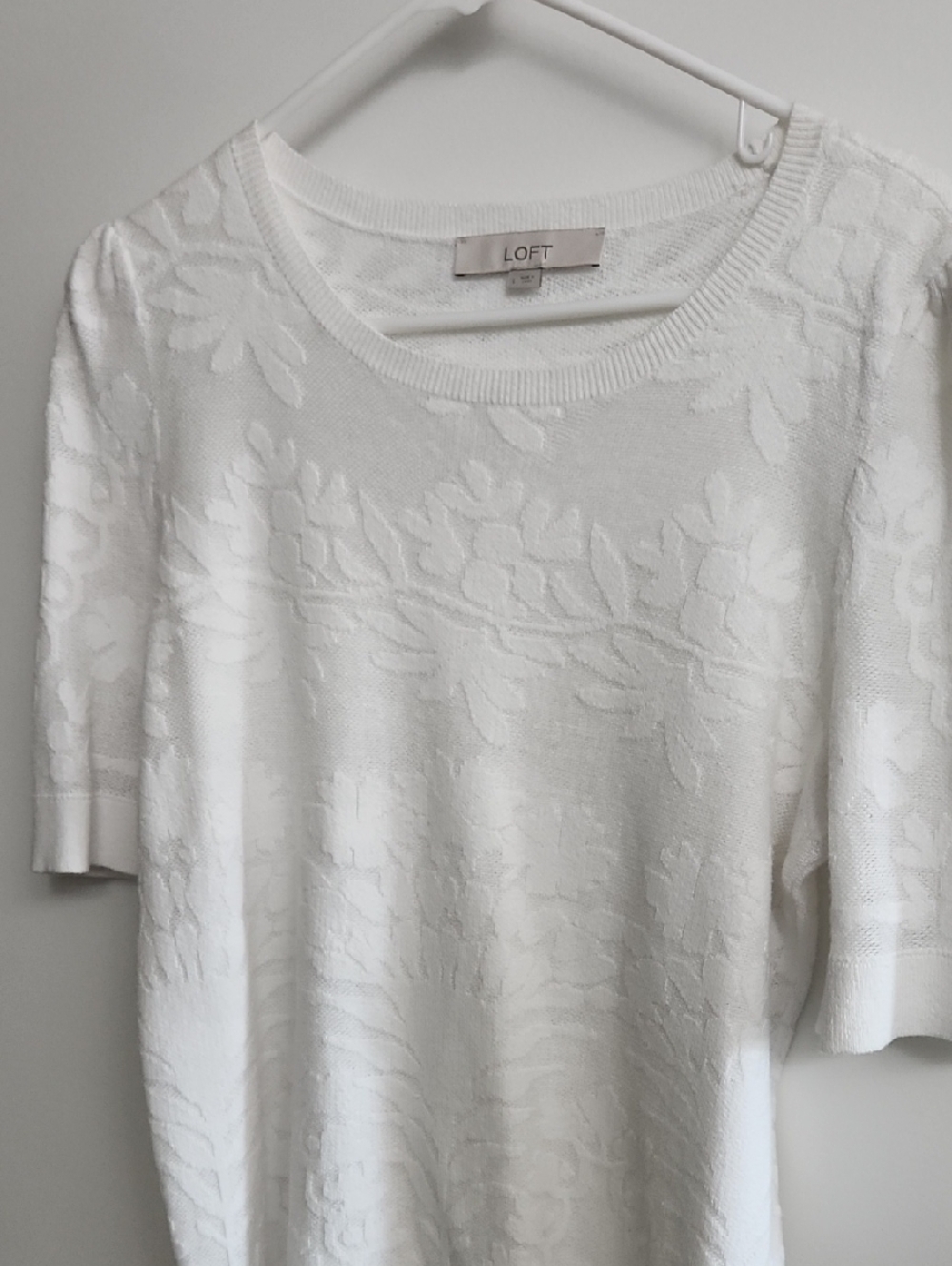 LOFT white floral sweater top